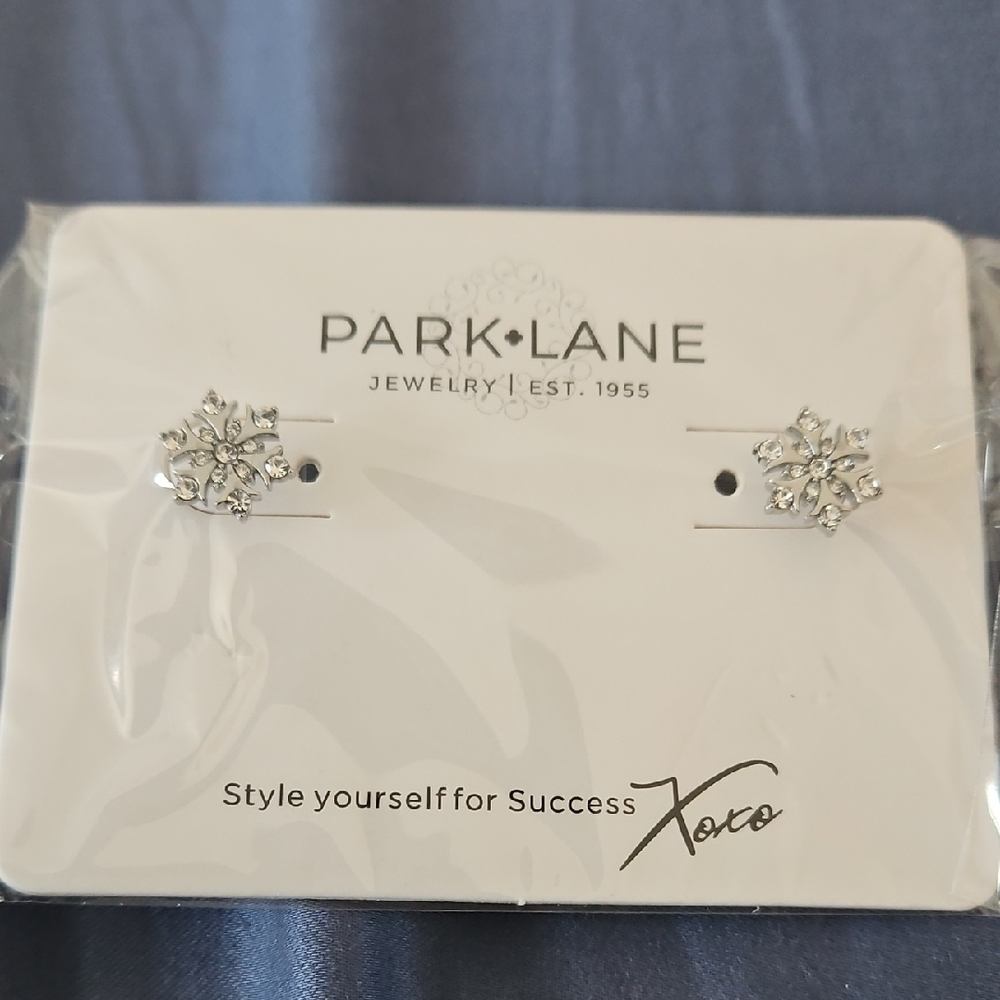 Park Lane Silver Crystal Snowflake Earrings